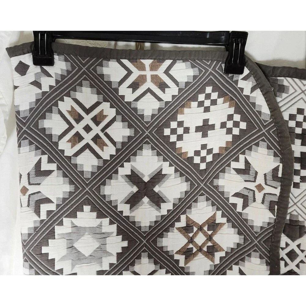 Tristan Patchwork Quilt Set Queen 3pc Charcoal Grey Cotton Blend - Dada Bedding